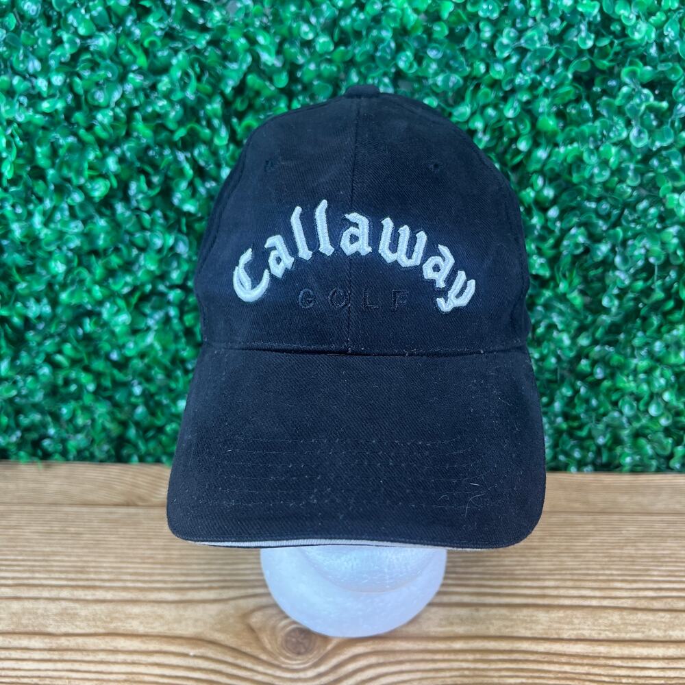 Vintage Callaway Golf Black Hat Cap Adjustable Strap Made in Korea One Size